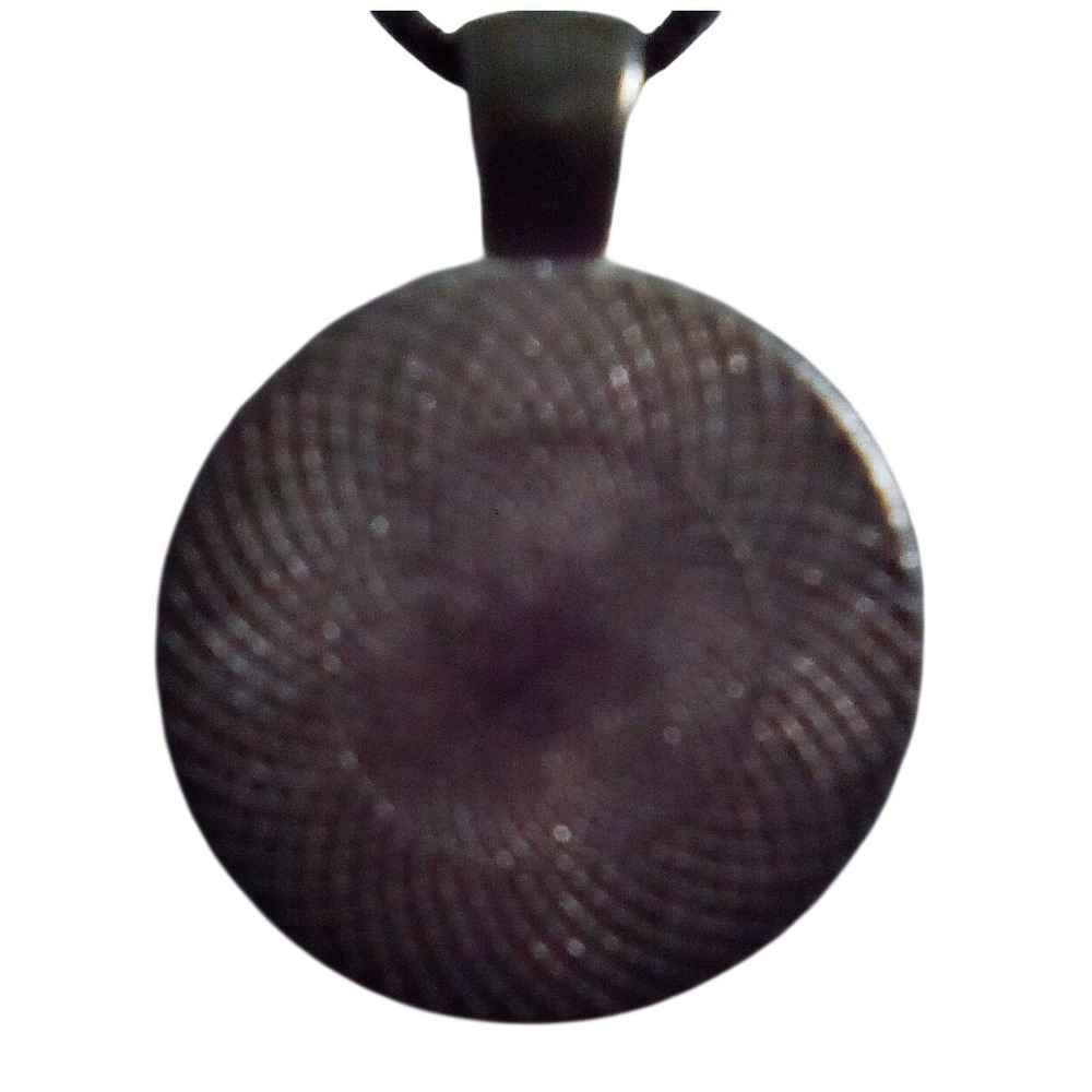 Handmade Black White Marbled Glass Pendant Necklace Bronze Tone Cord Adjustable - Picture 8 of 8
